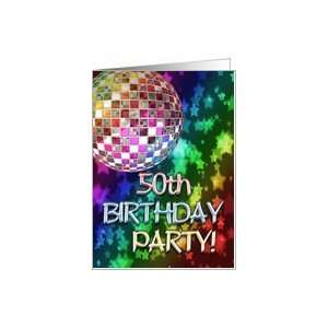    50th birthday party Invitation disco ball Card: Toys & Games