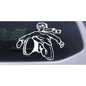   Rider Sports Car Window Wall Laptop Decal Sticker    White 8in X 6.3in