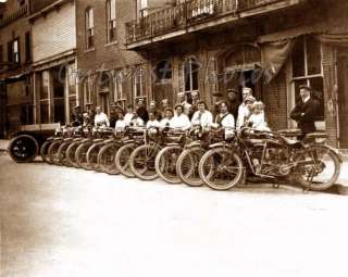 12 Vintage Indian Motorcycles Lined up Motorcycle Photo  