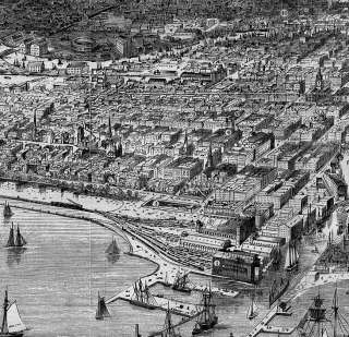 CHICAGO BIRDS EYE VIEW BEFORE GREAT FIRE, 1871 CHICAGO  