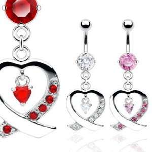   Heart Belly Ring   14G   3/8 Bar Length   Sold Individually Jewelry