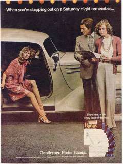 1974 HANES HOSIERY AD / PANTYHOSE/STOCKINGS/CLASSIC CAR  