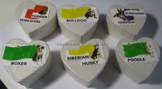   Handmade Heart Trinket Box dog theme german shepherd yorkshire terrier