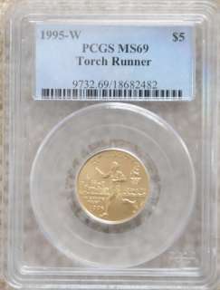 1995W Olympic Torch Runner $5 Gold Coin MS 69  