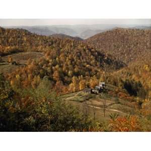  Scenic View of Farms Settled in a West Virginia Hillside 