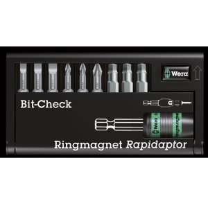 Wera 8868 9/TZ Torsion Rapidaptor With Ringmagnet Bit Check,10 Piece 