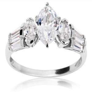   Gold and Marquise Cut Cubic Zirconia Mystic Sophistication Ring 6.5