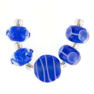  Multi size Blue Rondelle Lampwork Bead Set Arts, Crafts 