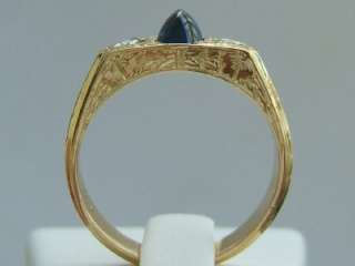 18k.Yellow Gold Cab. Sapphire & Diamond Ring (Vintage)  