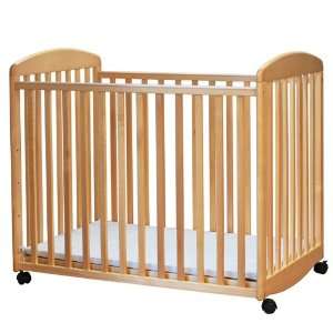  Portable Baby Crib with Casters in Natural Finish: Home 