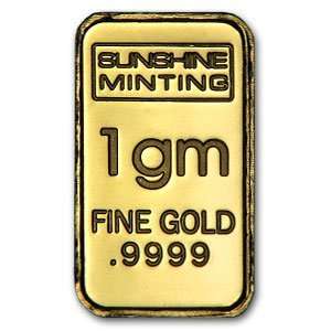    5 gram Sunshine Minting Gold Bar .9999 Fine 