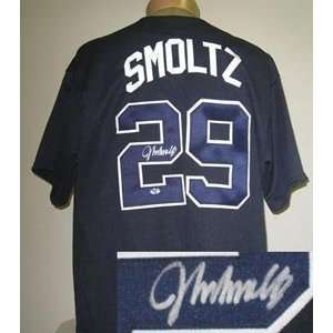  Smoltz Signed Blue Atlanta Braves Majestic Jersey: Sports Collectibles