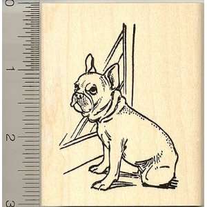  French Bulldog At Window Rubber Stamp   Wood Mounted Arts 