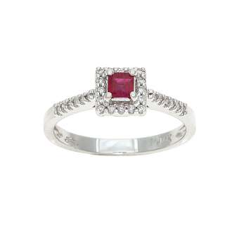 14KT WHITE GOLD   0.47CTW RUBY AND DIAMOND RING  