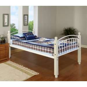 White Finish Wood & Metal Twin Size Day Bed (Daybed) Frame:  