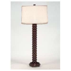  Tall Wood Toned Ringed Column Table Lamp: Home Improvement