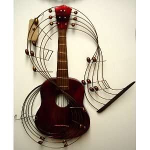   Large Guitar Musical Instrument Metal Wall Art 37.5 Home & Kitchen