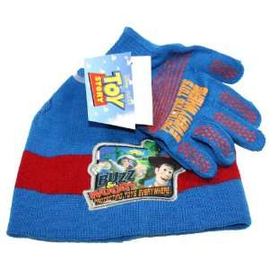 Disney Toy Story Buzz Lightyear Woody Winter Beanie Knit Hat & Gloves 