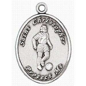  Womens Soccer Medal   Sterling Silver with 18 Inch Chain 