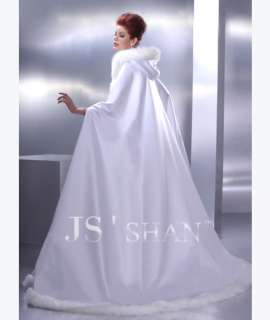 JSSHAN Hood Winter Hot Wedding Outwear Robe Cape Dress  
