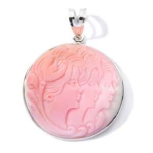 Italy Cameo 35mm Pink Conch 3 Generations Sterling Silver Pendant