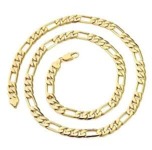 22K Yellow Gold GP 20 Mens Figaro Chain Link Necklace 7mm   N35 