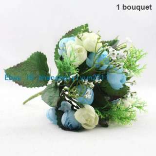 75 PCS Double Colors Silk Roses Buds Wedding Bouquet Artificial 