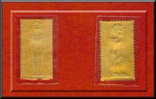 King Tut Golden Boy King & Coffin 23K Gold Stamps  