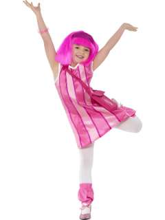 Stephanie Girls Lazy Town Fancy Dress Costume Child Pink Outfit + Wig 