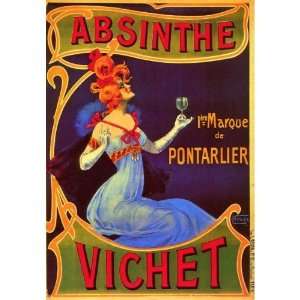  ABSINTHE VICHET PONTARLIER DRINK FRENCH VINTAGE POSTER 