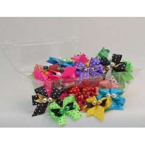   : 50 Beautiful Dotted Swiss Handmade Dog Grooming Bows: Pet Supplies