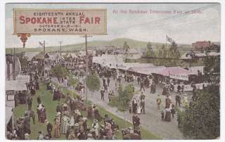 Spokane WA Interstate Fair 1910 18th Annual Colored Postcard. All 
