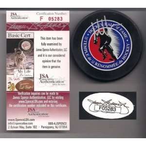  Martin Brodeur Signed Hall Of Fame Puck Jsa Devils 