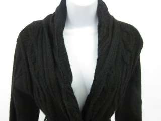 DAVID MEISTER Black Hooded Belted Cardigan Sweater Sz S  