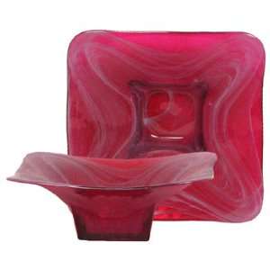   Glass Small Raspberry Red Wing Bowl 7 1/2D, 2 1/2H: Home & Kitchen