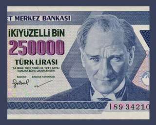 250,000 LIRA Banknote of TURKEY 1998   RED TOWER   UNC  
