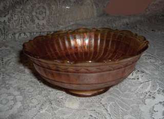Vintage Orange Peach Carnival Glass Footed Pedestal Bowl  