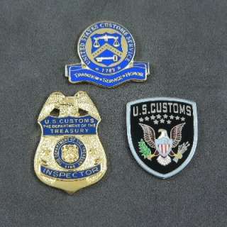 This set of 3 new lapel pins commemorates the U. S. Customs Inspector.