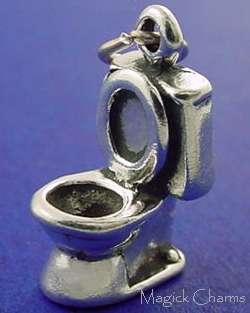 Sterling Silver TOILET BOWL 3D Plumber Charm  