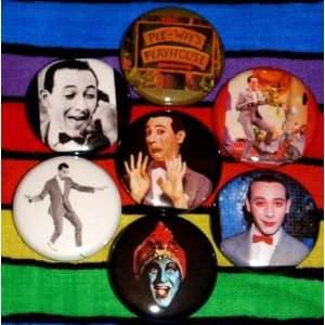  Set of 7 Pee Wee Herman 1 Button Pins 