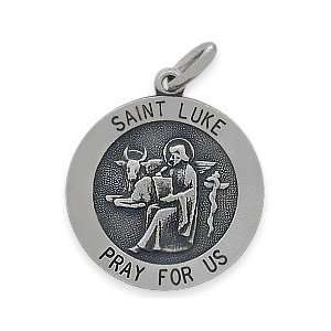   Saint Luke 18.5mm Religious Medal Medallion with Chain   24 Jewelry