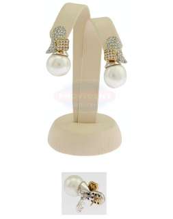 Estate 18K 2 Tone Gold Diamond Pearl Ladies Earrings  