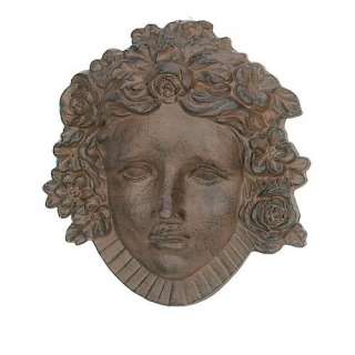 Hanging Cast Iron Mystical Girl Face Plaque Yard Tree Wall Art  