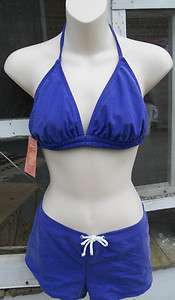   PEACHES Purple Halter Double Tie & Boyshort Bikini XL 36 D 36D Cup