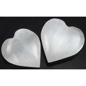 White Selenite Heart 2 Massager Wicca Wiccan Pagan Metaphysical 