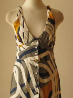 NWT Anthropologie Maeve abstract print cotton button front maxi dress 