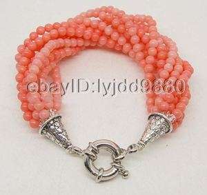 Wonderful 10 rows pink coral bracelet free ship!!  
