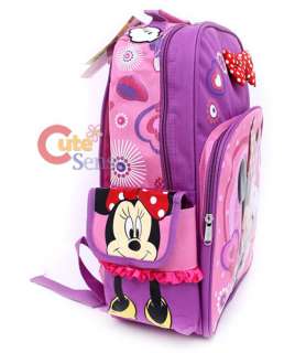   Mouse Backpack School Bag w/3D Bow Pink & Purple 16 Large  