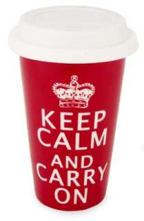   Keep Calm and Carry On Ceramic Covered Travel Mug by 
