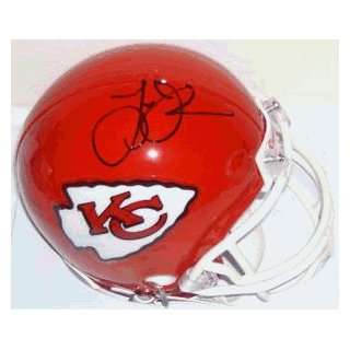 Larry Johnson Autographed Mini Helmet   Replica:  Sports 